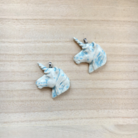 Unicorn pendant off white and blue