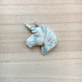 Unicorn pendant off white and blue