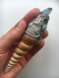 Mermaid wand with aqua aura quartz and hoplite