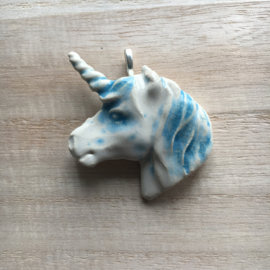 Unicorn pendant off white and blue