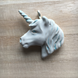 Unicorn pendant off white and blue