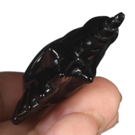 Eenhoorn van zwarte obsidiaan (ongeveer 5 cm)