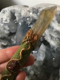 Dragon Wand with Citrine Lemurian and Bastite Dragon Stone