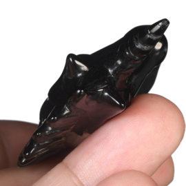 Eenhoorn van zwarte obsidiaan (ongeveer 5 cm)