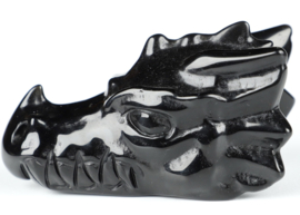 Draken skull zwarte obsidiaan 8,8 cm.