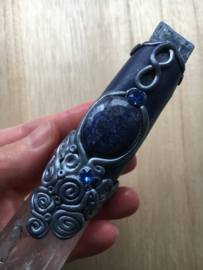 Dragon wand with blue tourmaline quartz, lapis lazuli and Lemurian seed crystal