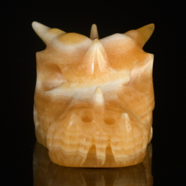 Draken skull oranje calciet +/- 7,5 cm