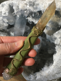 Dragon Wand with Citrine Lemurian and Bastite Dragon Stone