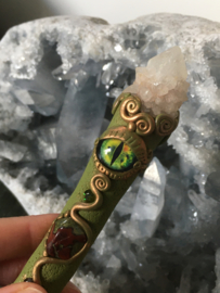 Dragon Wand with Citrine Lemurian and Bastite Dragon Stone