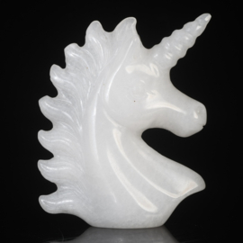 Eenhoorn van witte jade (ongeveer 5 cm)