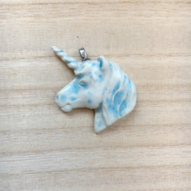 Unicorn pendant off white and blue