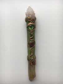 Dragon Wand with Citrine Lemurian and Bastite Dragon Stone