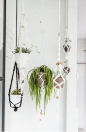 Macramé plantenhanger kit met Zpagetti  wit/zwart en grijs