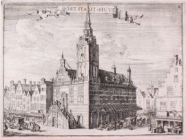 Prent stadhuis Rotterdam.