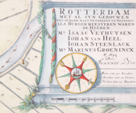 Wandkaart  17e eeuw Rotterdam.