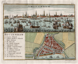 Plattegrond Rotterdam met panorama Amsterdam