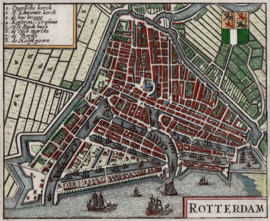 Plattegrond van Rotterdam.