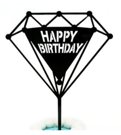 Taarttopper "Happy Birthday" diamant