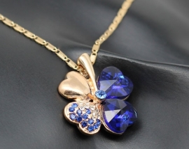 Ketting met geluksklaver (blauw)