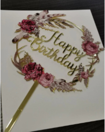Taarttopper "Happy Birthday" rozen