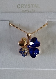 Ketting met geluksklaver (blauw)