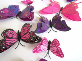 Dubbele paarse 3D-vlinders