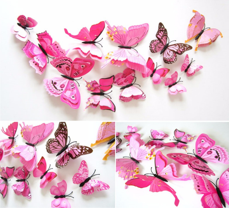 Dubbele roze 3D-vlinders