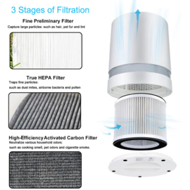 17. SCHONE-LUCHT-VOORDEEL: Binnen-lucht-reiniger bij COPD met IONISATIE, CARBON en HEPA filters, 28/32/36m2