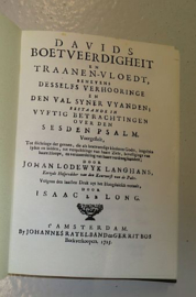 LANGHANS, Johan Lodewyk - Davids boetveerdigheit en traanen-vloedt