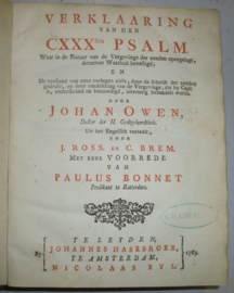 OWEN, John - Verklaaring van den CXXXsten Psalm