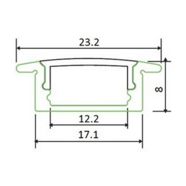 Inbouw aluminium LED profiel, smal en plat model, 100cm