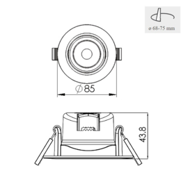 Kantelbare LED inbouwspot wit 7W  590 lm 3000K warm wit