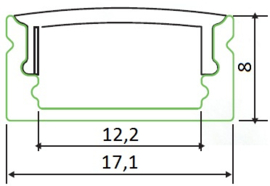 Opbouw aluminium LED profiel, smal en plat model, 100cm