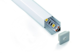 Aluminium LED hoek profiel, vierkante kap, 200cm