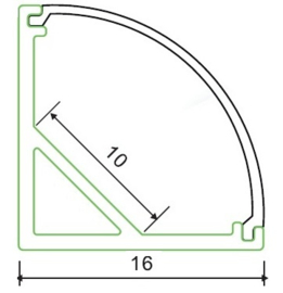 Aluminium LED hoek profiel,  ronde kap, 100cm