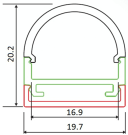 Opbouw aluminium LED profiel met montageprofiel, 200cm