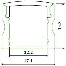 Opbouw aluminium LED profiel, smal en hoog model, 100cm