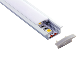 Inbouw aluminium LED profiel, smal en plat model, 100cm