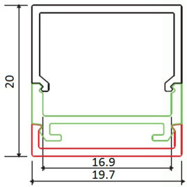 Opbouw aluminium LED profiel met montageprofiel, 100cm