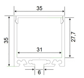 Opbouw aluminium LED profiel, breed en hoog model, 200cm