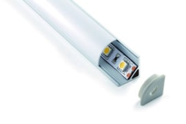Aluminium LED hoek profiel, ronde kap, 200cm