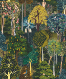 Behang met bomen en vogels