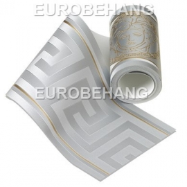 Versace Behangrand 93522-5 zilver goud grieksesleutel