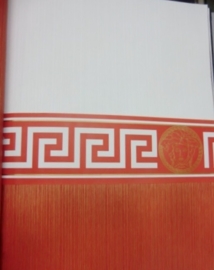 Versace Behangrand 93522-1 grieksesleutel wit rood
