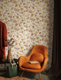 Behang met gestilleerde Art Nouveau bloemenstrengen