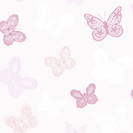 Roze Wit Vlienderbehang 100114