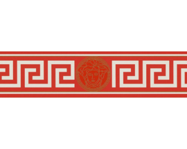 Versace Behangrand 935221 grieksesleutel wit rood