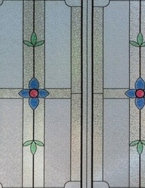 Statische raam glas in lood effect bloemen  -34