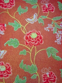 Rood Bloemen Behang ( Glitters) 254
