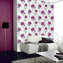 Roze Bloemen Behang 6717-05